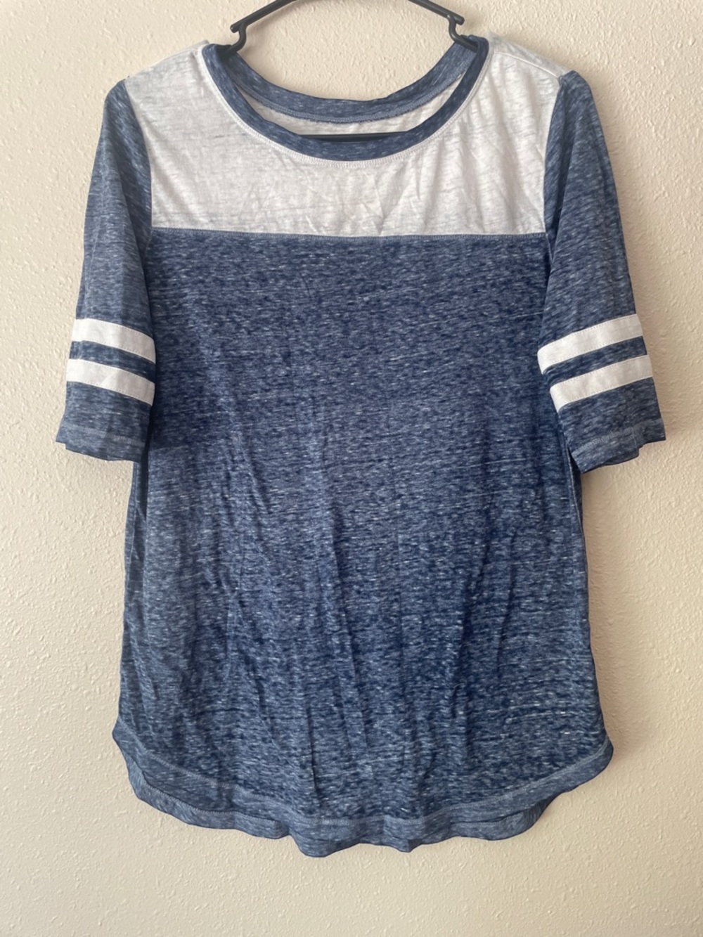 SO Two-Tone Blue and White Raglan Tee